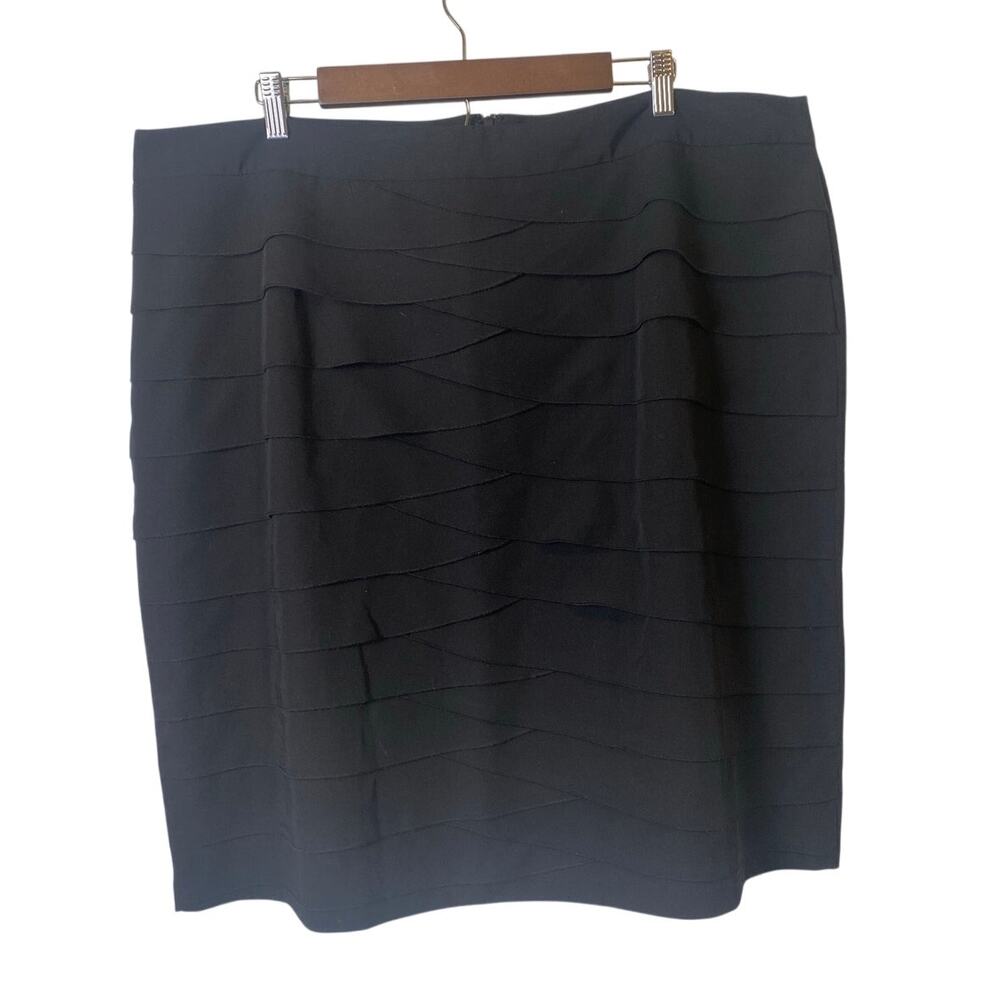 Larry Levine Black Layered Cross Ruffle A-line Mini Skirt Women's Size 22